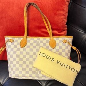 Louis Vuitton PM Damier Azur Tote in Tan and Cream